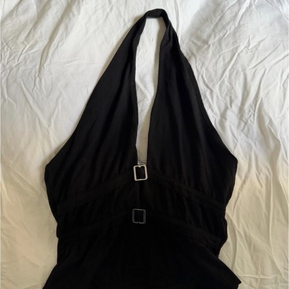 Reformation Black Halter Camisole with Square Buckle Details - Picture 3 of 4